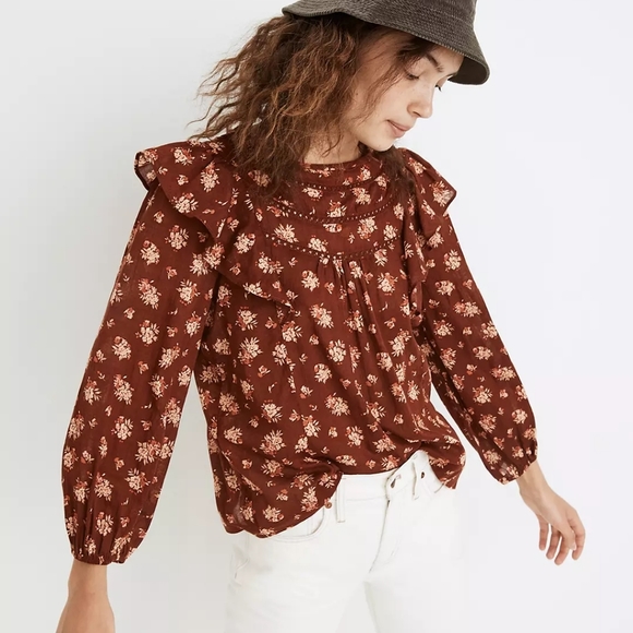 Madewell Tops - Madewell Ladder-Trim Ruffle Top in Homestead Bouquet